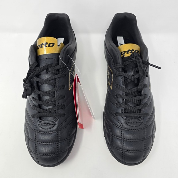 Lotto Stadio Mens Indoor Soccer Shoes Black Gold Sneakers 219708 Size 7.5 NEW